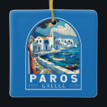 Paros Greece Travel Art Vintage Ceramic Ornament<br><div class="desc">Paros retro vector travel design. Paros is a Greek island in the Aegean Sea best known for its beaches and traditional villages.</div>