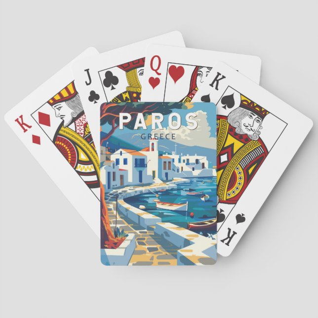 Paros Greece Travel Art Vintage Playing Cards (Back)