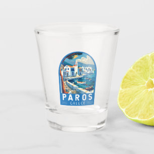 Paros Greece Travel Art Vintage Shot Glass