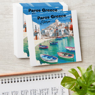 Paros Greece Travel Postcard Art, Paros Postcard G Envelope