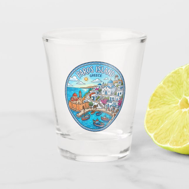 Paros Island Greece Shot Glass (Front)