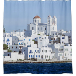 Paros Village Naoussa Island View Shower Curtain