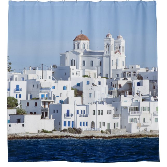 Paros Village Naoussa Island View Shower Curtain (Front)