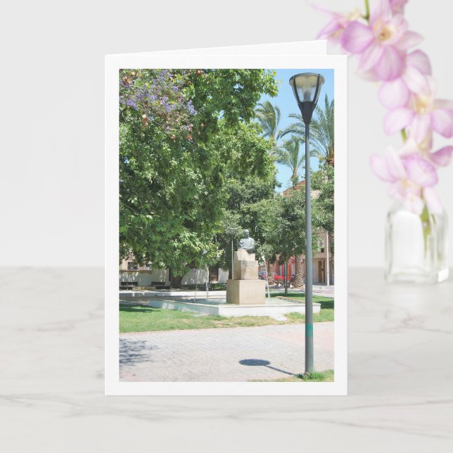Parque de la Bombilla Statue, Lliria, Valencia Card (Orchid)