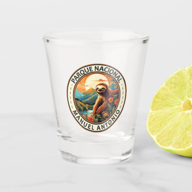 Parque Nacional Manuel Antonio Sloth Travel Art Shot Glass (Front)