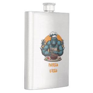 Parrilla G'rilla Master BBQ Griller Fun Pun Hip Flask
