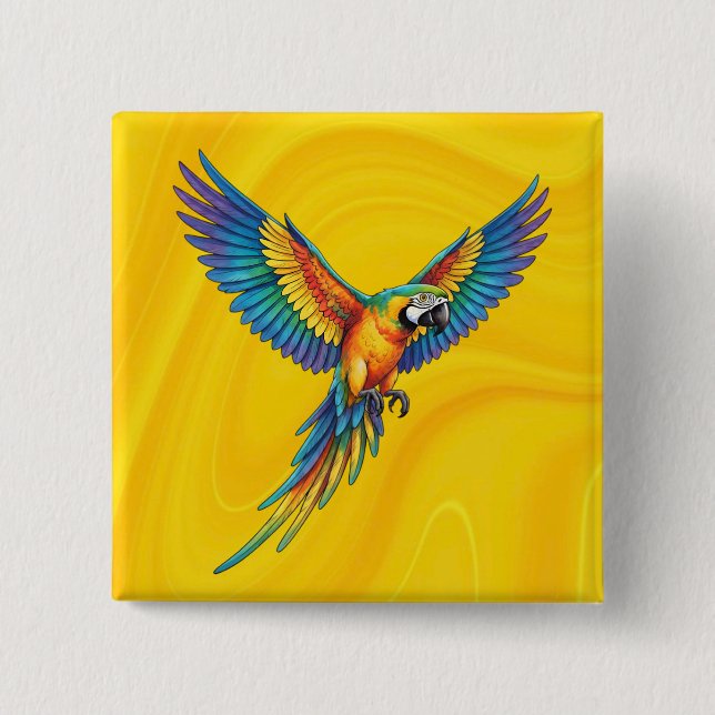 Parrot 15 Cm Square Badge (Front)