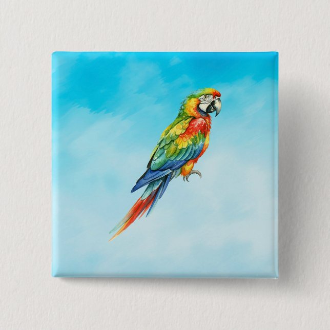 Parrot 15 Cm Square Badge (Front)