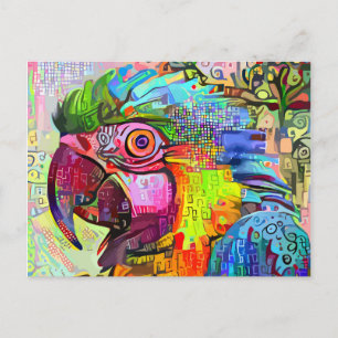 Parrot Abstract Impressionist Portrait Painting Postcard