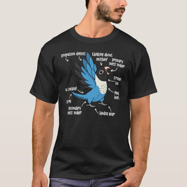 Parrot Anatomy I Blue masked Lovebird T-Shirt (Front)
