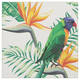 Parrot And Flowers Fabric