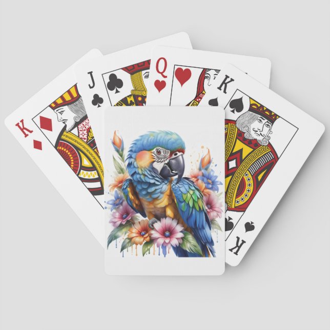Parrot and Flowers Playing Cards (Back)