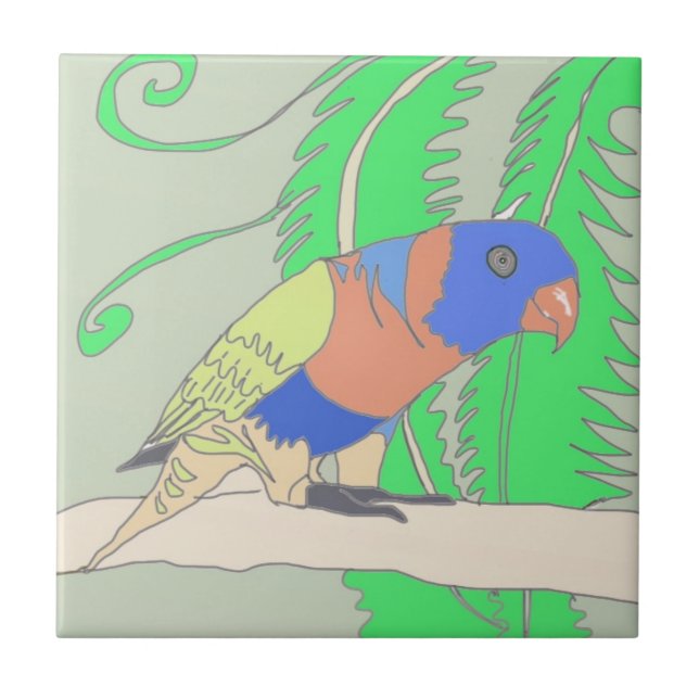 Parrot and Fronds Tile (Front)