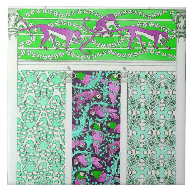 Parrot and monkey jungle tile (Front)