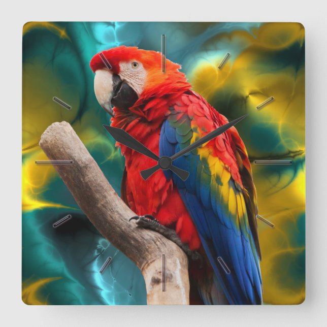 Parrot Art 1 Clock & Numeral Options (Front)