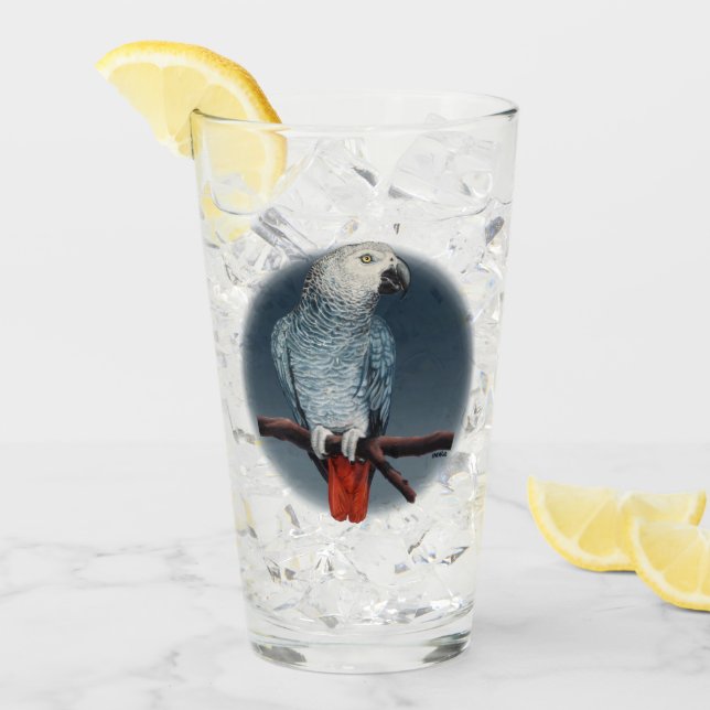 Parrot Art Glass African Grey Glass Personalise (Front Ice)