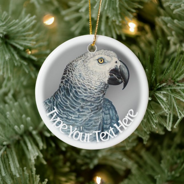 Parrot Art Ornament Custom African Grey Ornament (Tree)