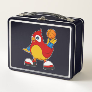 Parrot as Basketball player with Basketball Metal Lunch Box