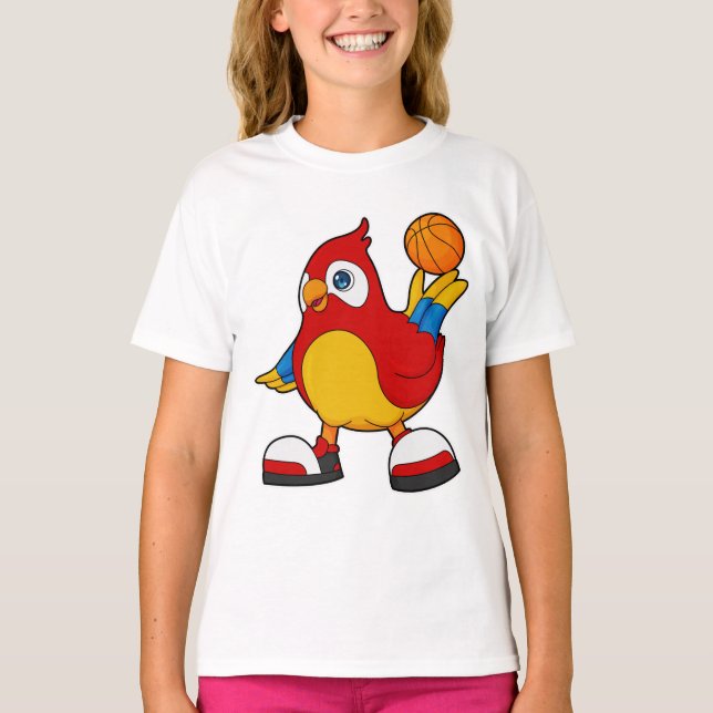 Parrot as Basketball player with Basketball T-Shirt (Front)