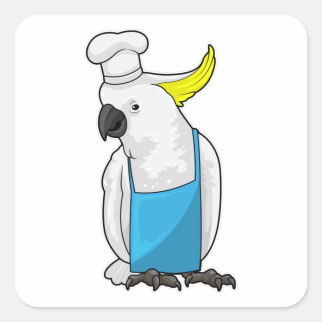 Parrot as Chef with Cooking hat Square Sticker (Front)