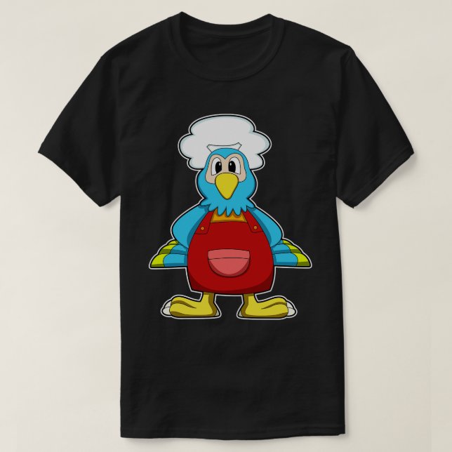 Parrot as Cook with Cooking apron T-Shirt (Design Front)
