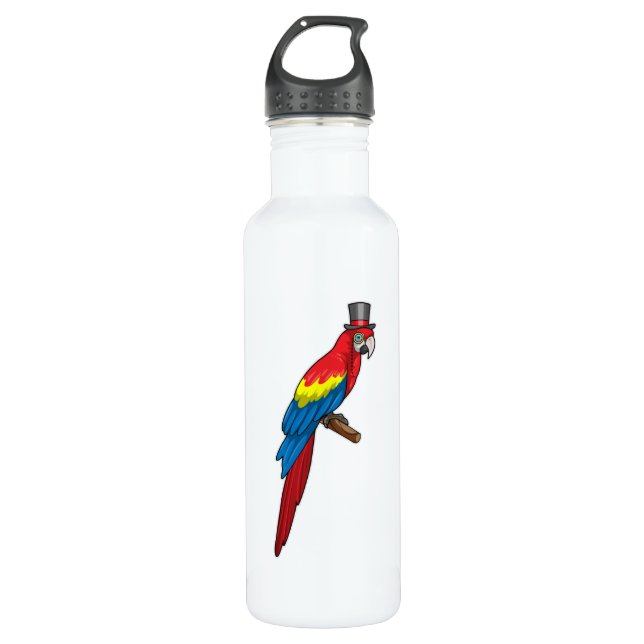 Parrot as Gentleman with Hat 710 Ml Water Bottle (Front)