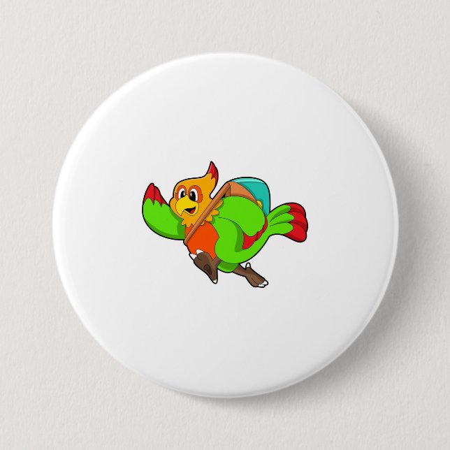 Parrot as Hiker with Backpack 7.5 Cm Round Badge (Front)