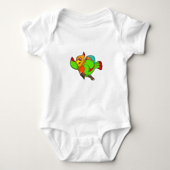 Parrot as Hiker with Backpack Baby Bodysuit (Front)