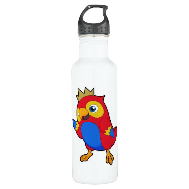 Parrot as King with Crown 710 Ml Water Bottle (Front)