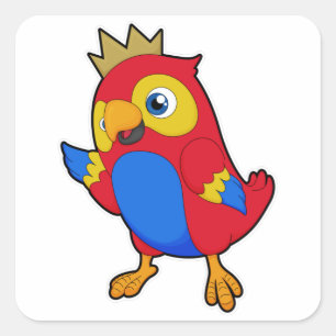Parrot as King with Crown Square Sticker