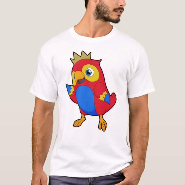 Parrot as King with Crown T-Shirt (Front)