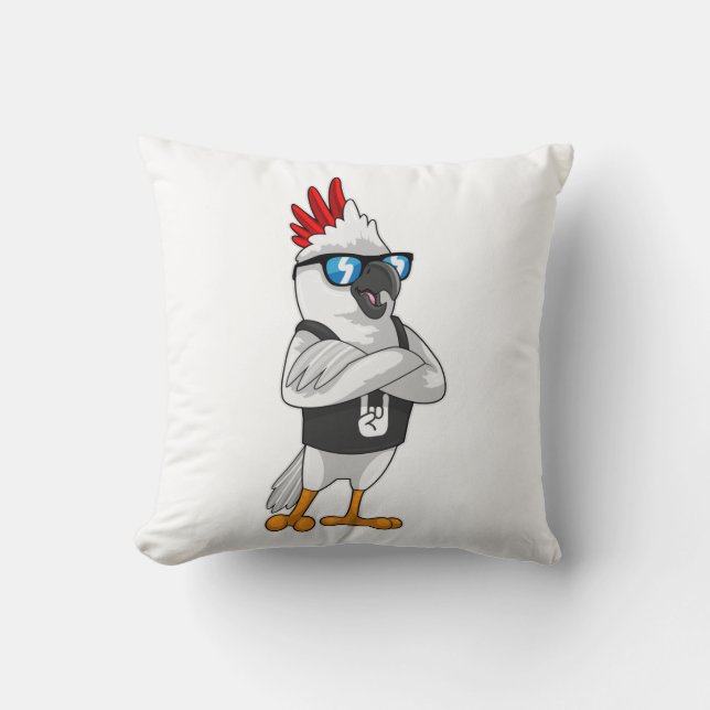 Parrot as Musician with Sunglasses Cushion (Front)