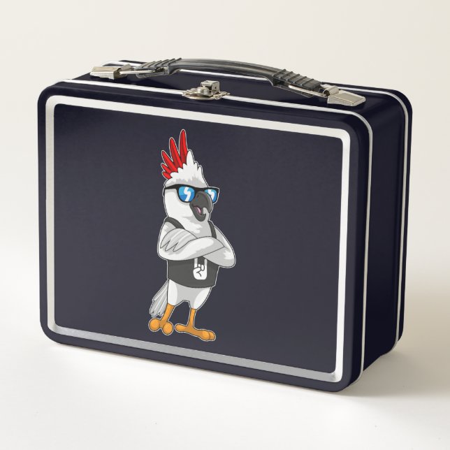 Parrot as Musician with Sunglasses Metal Lunch Box (Front)