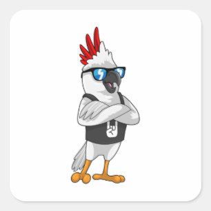 Parrot as Musician with Sunglasses Square Sticker