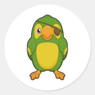 Parrot as Pirate with Eyepatch Classic Round Sticker