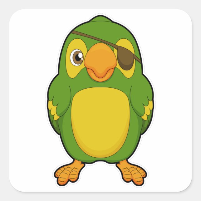 Parrot as Pirate with Eyepatch Square Sticker (Front)