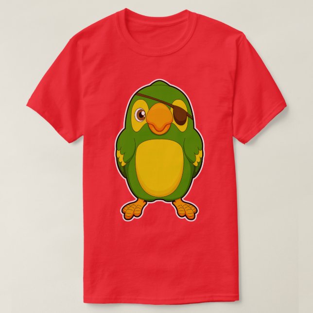 Parrot as Pirate with Eyepatch T-Shirt (Design Front)
