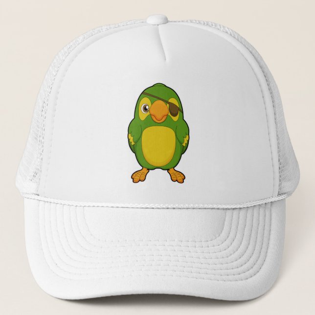 Parrot as Pirate with Eyepatch Trucker Hat (Front)