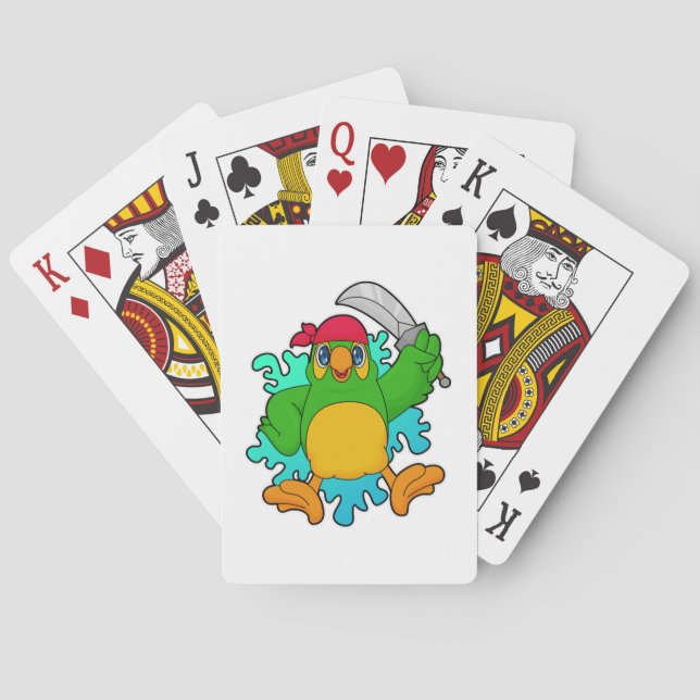 Parrot as Pirate with Sword Playing Cards (Back)