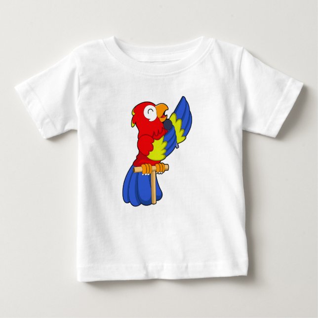 Parrot as Singer with Microphone Baby T-Shirt (Front)