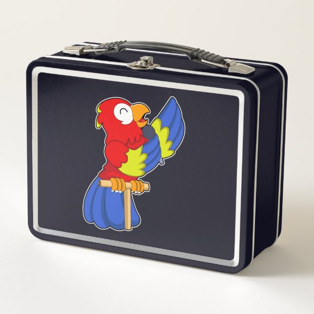 Parrot as Singer with Microphone Metal Lunch Box (Front)