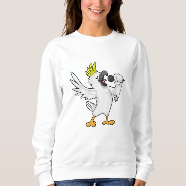 Parrot as Singer with Microphone Sweatshirt (Front)
