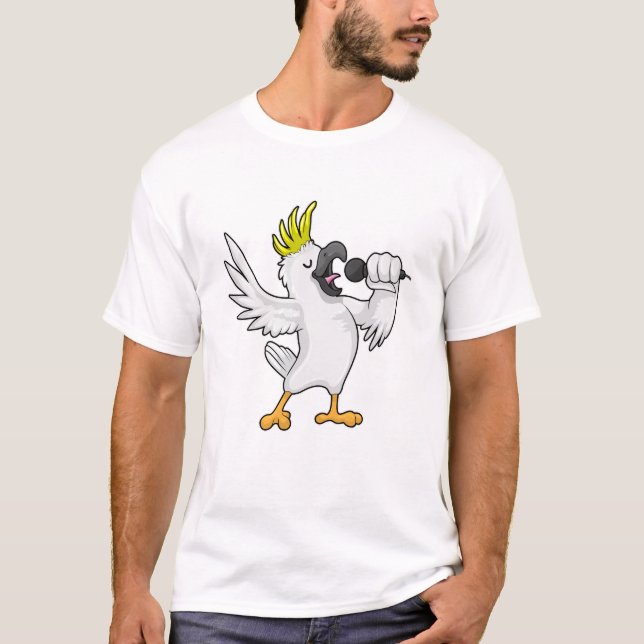 Parrot as Singer with Microphone T-Shirt (Front)
