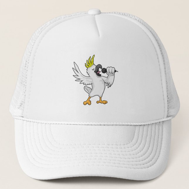 Parrot as Singer with Microphone Trucker Hat (Front)
