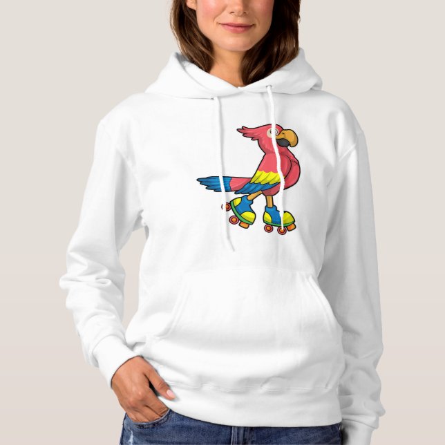 Parrot as Skater with Roller skates Hoodie (Front)
