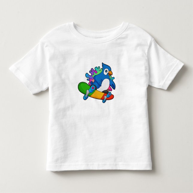 Parrot as Skater with Skateboard Toddler T-Shirt (Front)