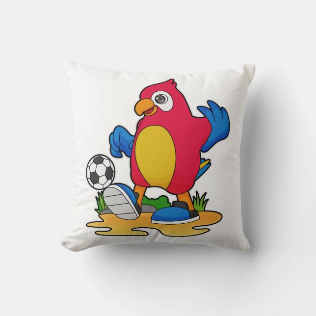 Parrot as Soccer player with Soccer Cushion (Front)