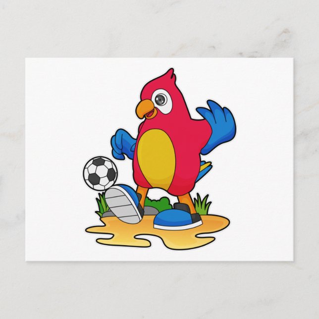 Parrot as Soccer player with Soccer Postcard (Front)