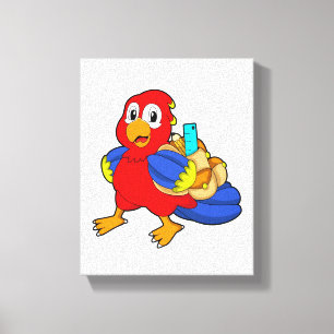 Parrot as Student with Backpack Canvas Print