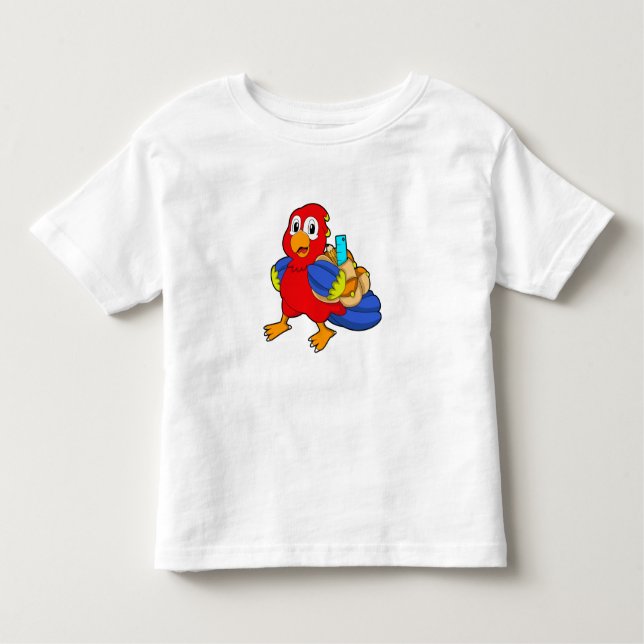 Parrot as Student with Backpack Toddler T-Shirt (Front)